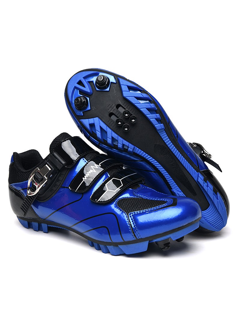 Outdoor Cycling Shoes Four Seasons Men Women Road Bicycle Pedal Lock Shoes Hard Bottom Mountain Bike Sports Shoes 569 Blue Mountain