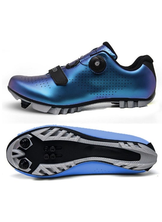 Cross-Border Lock Cycling Shoes Mens Solid Color Bicycle Shoes Wholesale from China Mainland for Road and Bike Racing 896 dark blue shiny mountain lock