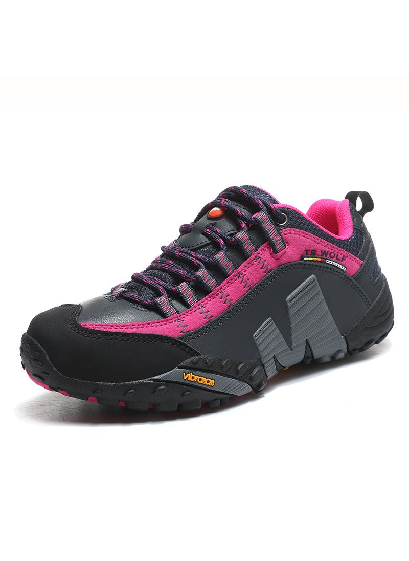 Mens Lightweight Anti-slip Hiking Shoes Breathable Wear-resistant Outdoor Trekking Walking Shoes Sports Travel Shoes Deep blue red