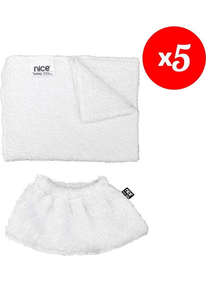 Polti-Karcher Steam Cleaner Compatible 5 Elastic, 5 Large Flat Towel Set of 10 ( set M10)