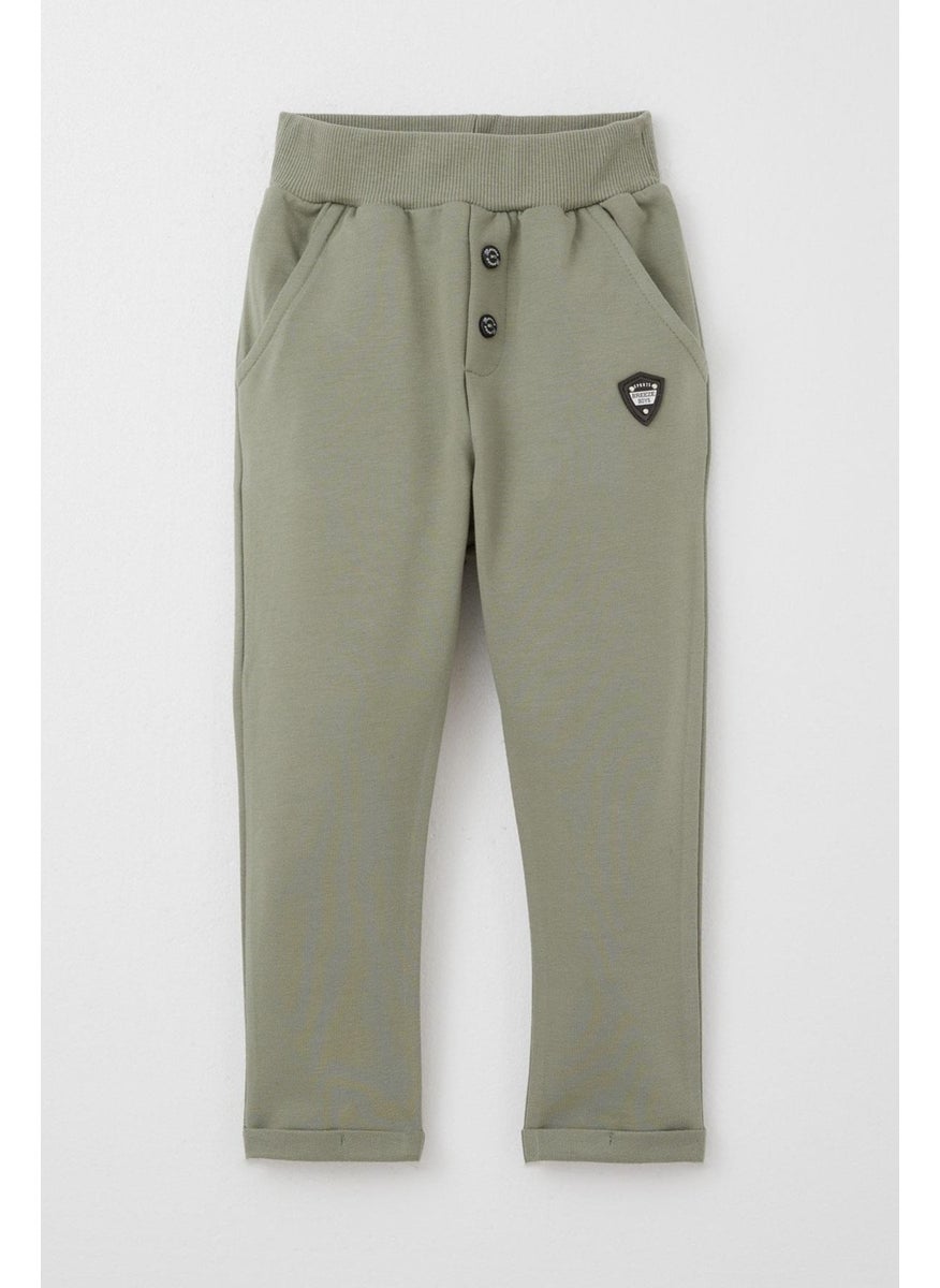 Baby Boy Bottom Button Accessory Coat with Emblem and Pocket 9 Months-3 Years, Khaki Green