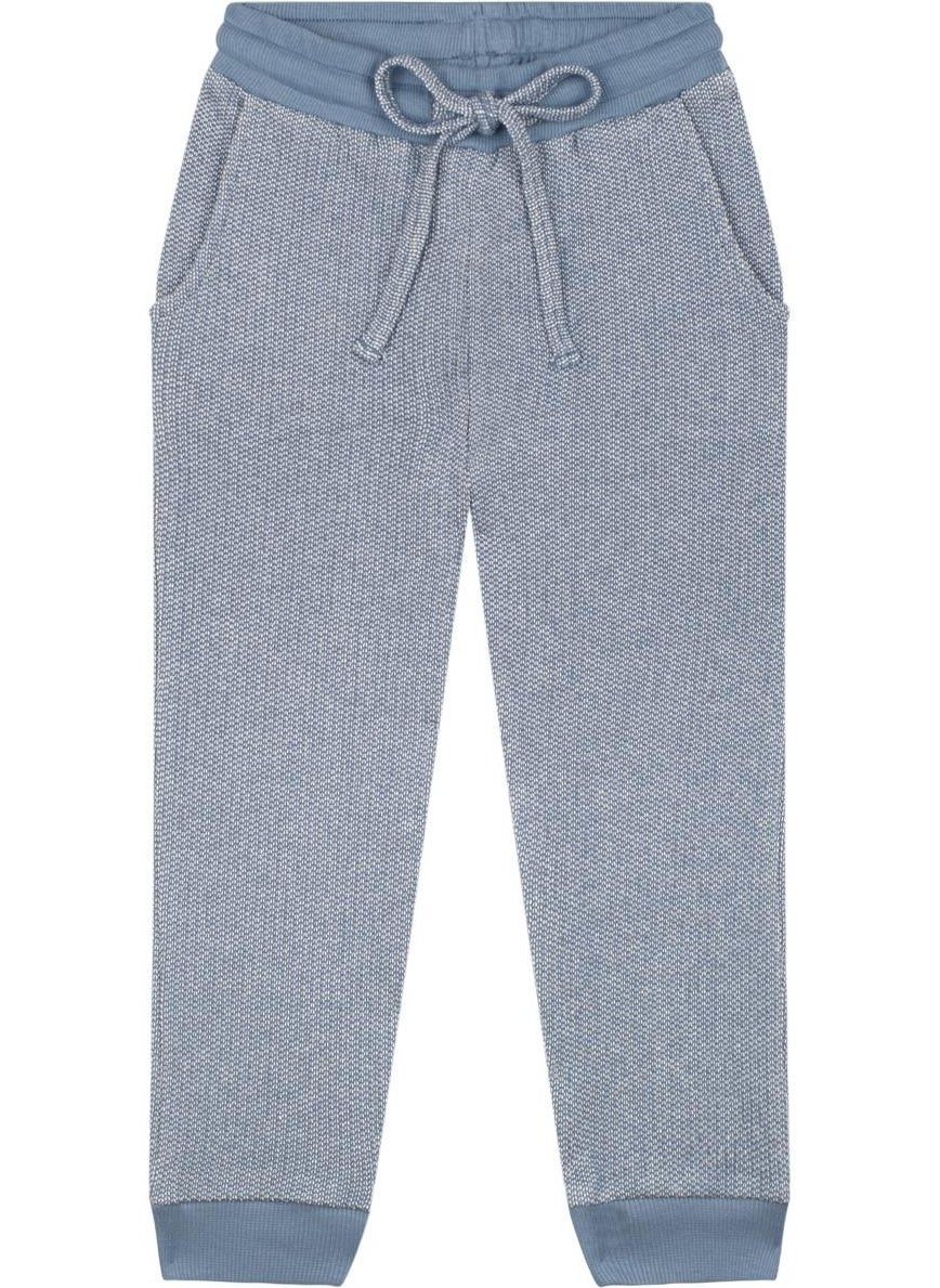 Blue Textured Futter Hooded Tracksuit