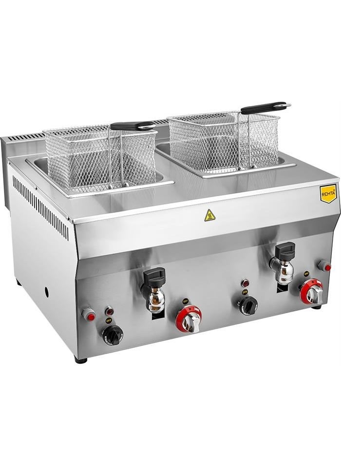 8+8 lt Double Natural Gas Fryer with Faucet (CE Certified)