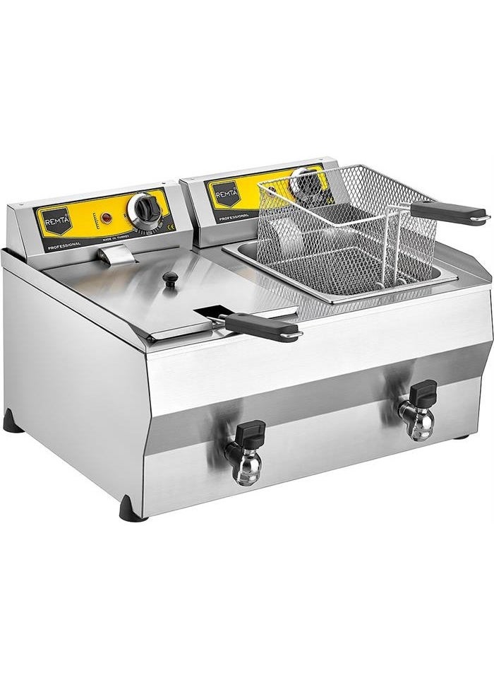 8+8 Lt Double Oil Drain Faucet Electric Fryer
