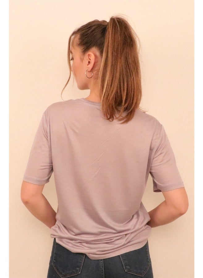 Women's Grey Crew Neck T-Shirt