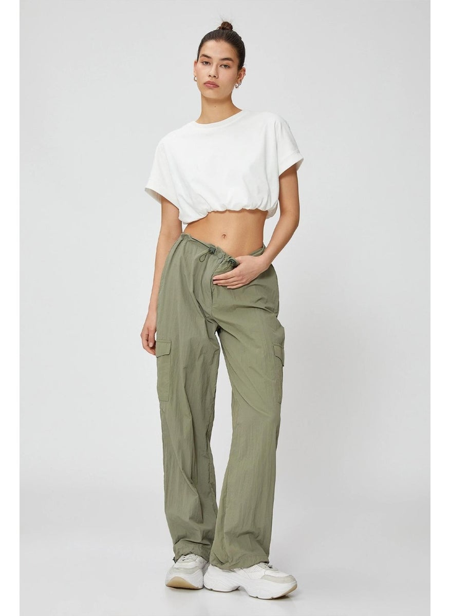 Women's White Crew Neck Skirt Elastic Jersey Crop T-Shirt