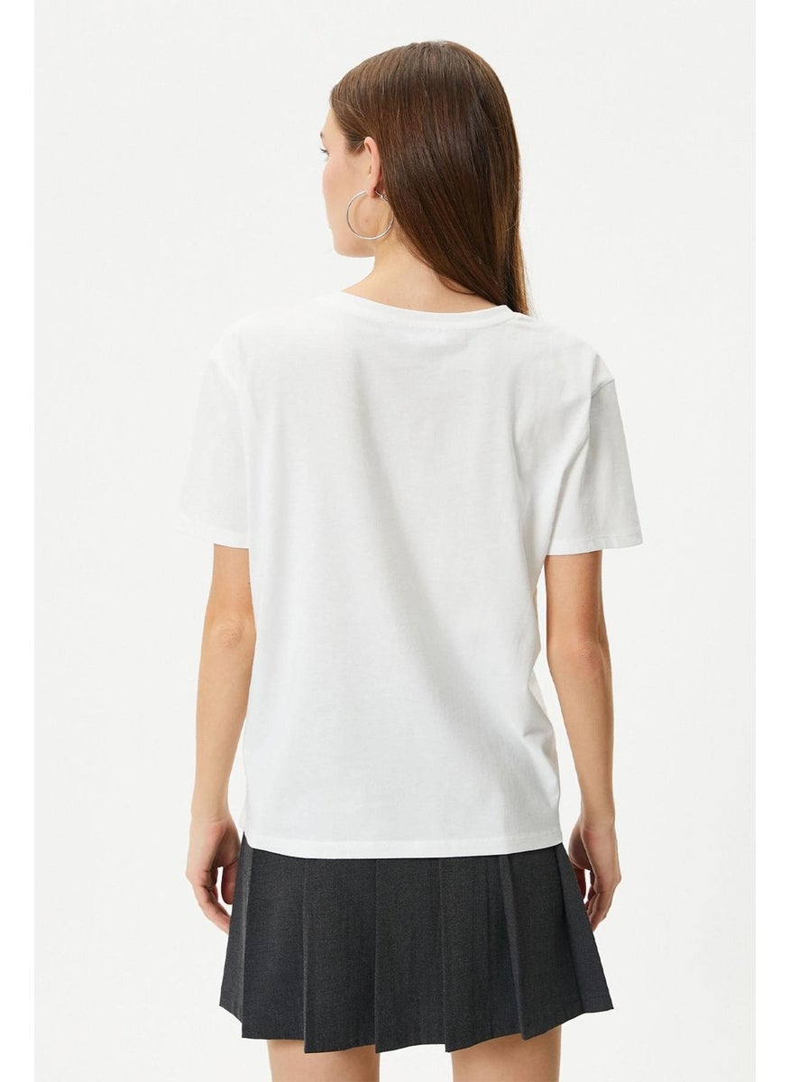 Women's White Crew Neck Long Back Basic Jersey T-Shirt