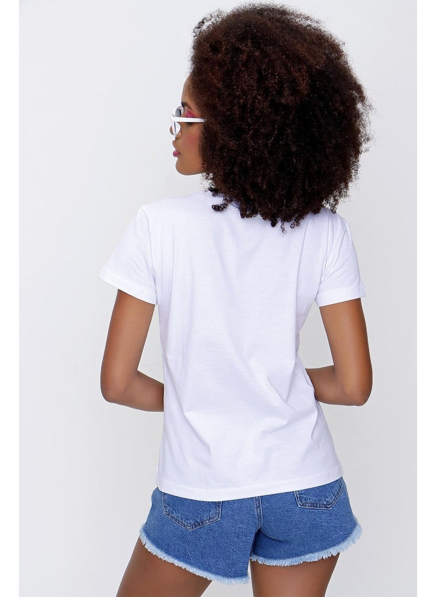 Women's White Front Short Back Long V Neck Jersey T-Shirt