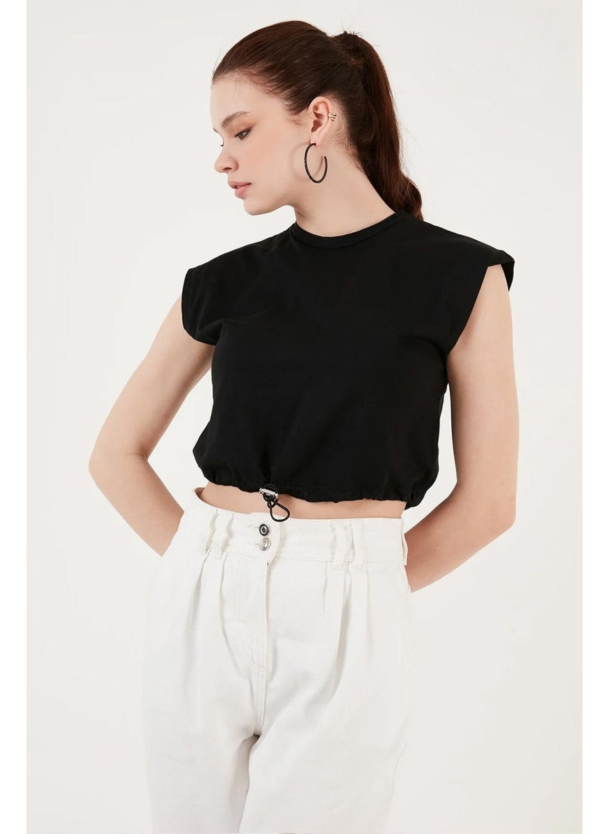 Women's Black Skirt Stop Low Sleeve Jersey T-Shirt