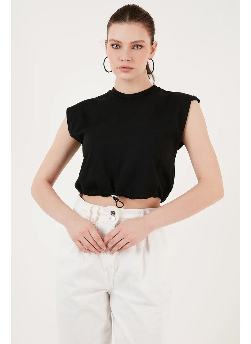 Women's Black Skirt Stop Low Sleeve Jersey T-Shirt