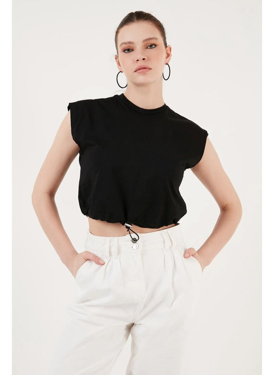 Women's Black Skirt Stop Low Sleeve Jersey T-Shirt