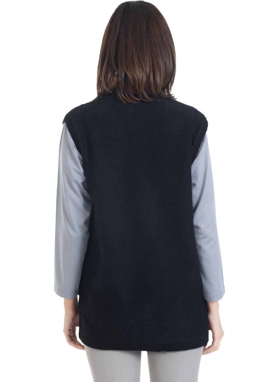 Women's Pocket Buttoned Self-Patterned Mother's Knitwear Knit Classic Hattus Vest 1018