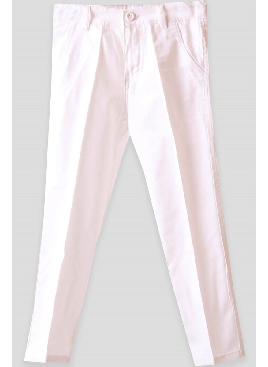 Boy Linen Trousers 5-16 Years, Cream