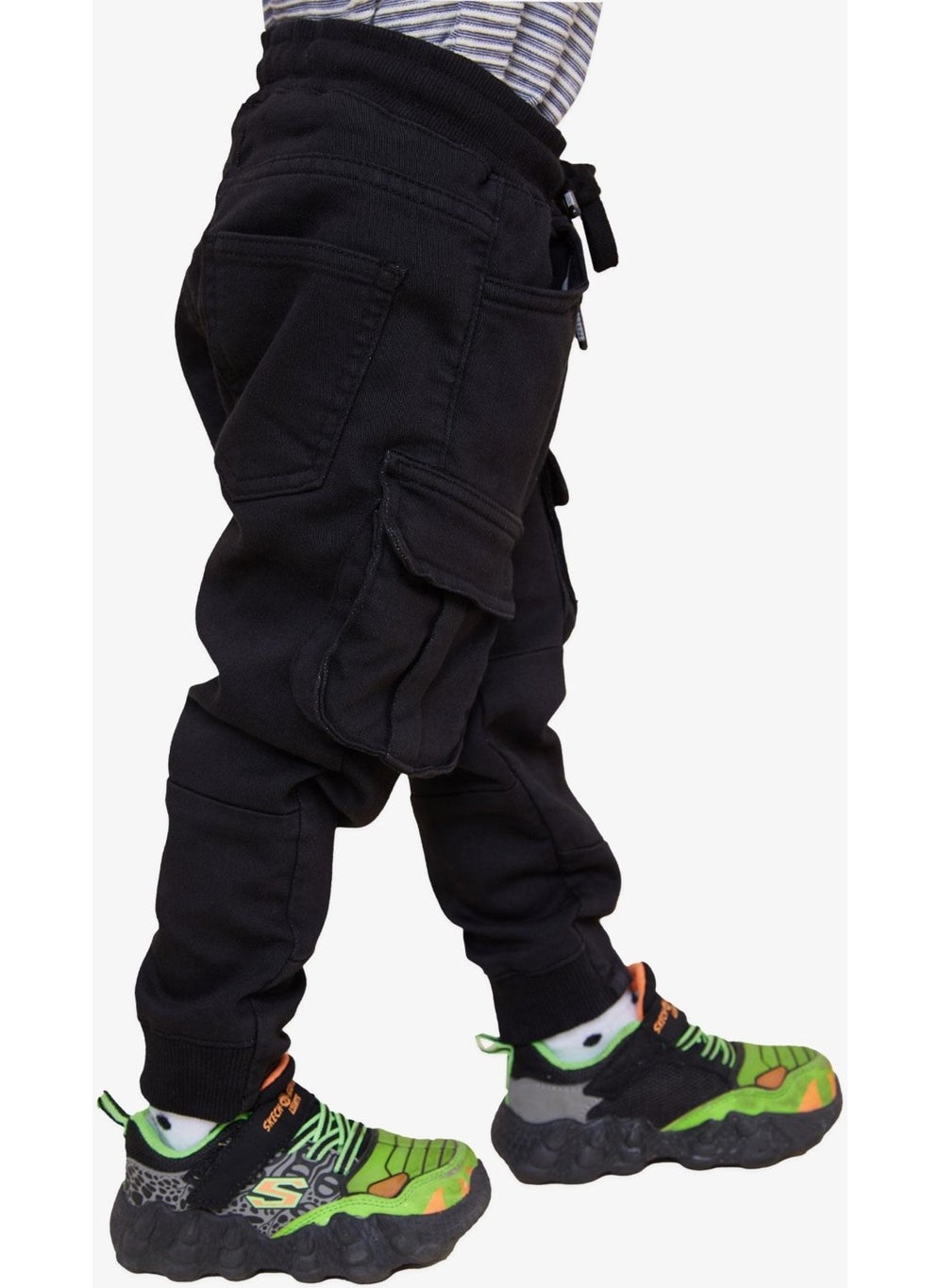 Girls & Boys Boy's Trousers with Cargo Pocket Elastic Waist 3-7 Years, Black