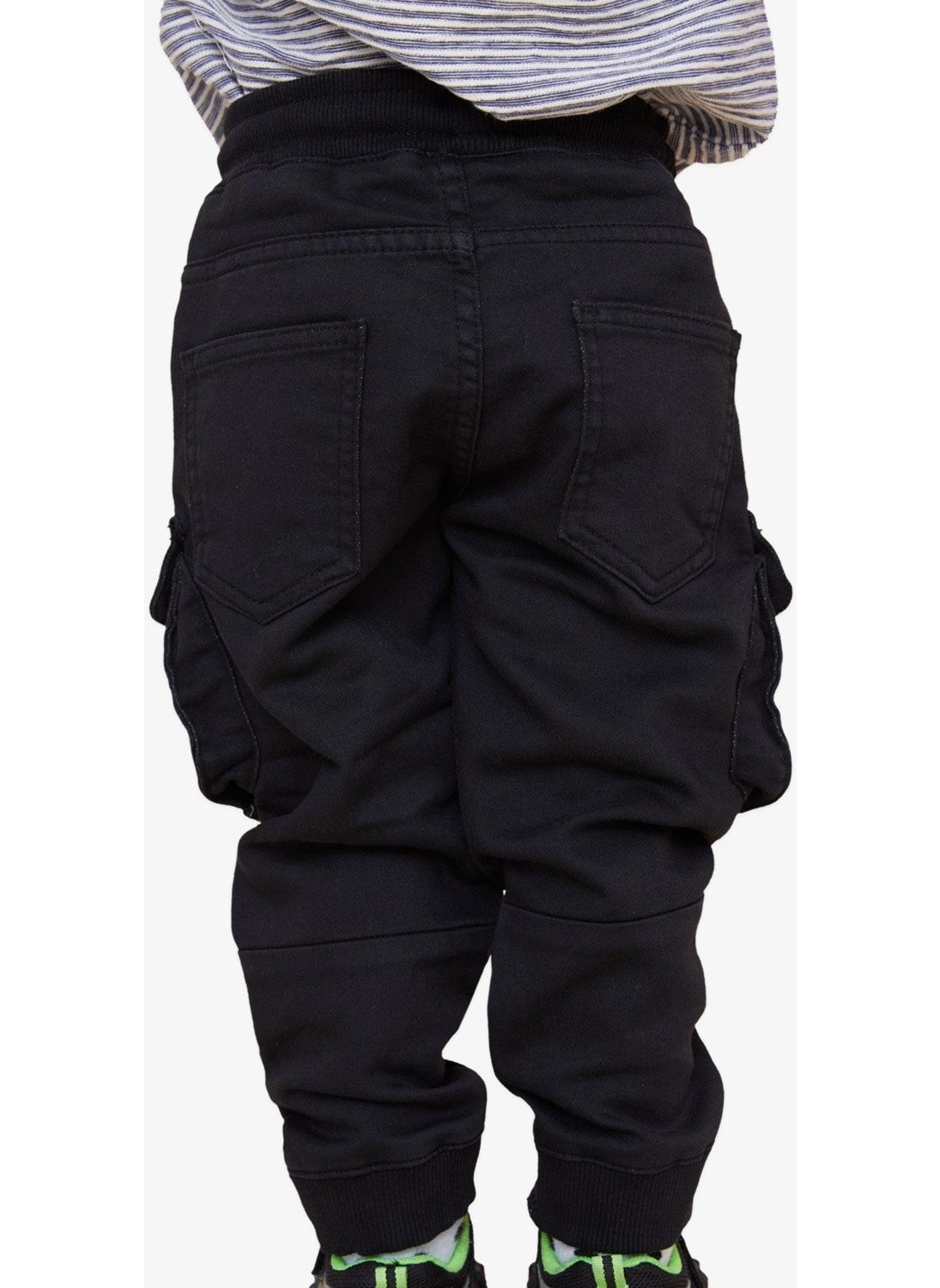Girls & Boys Boy's Trousers with Cargo Pocket Elastic Waist 3-7 Years, Black