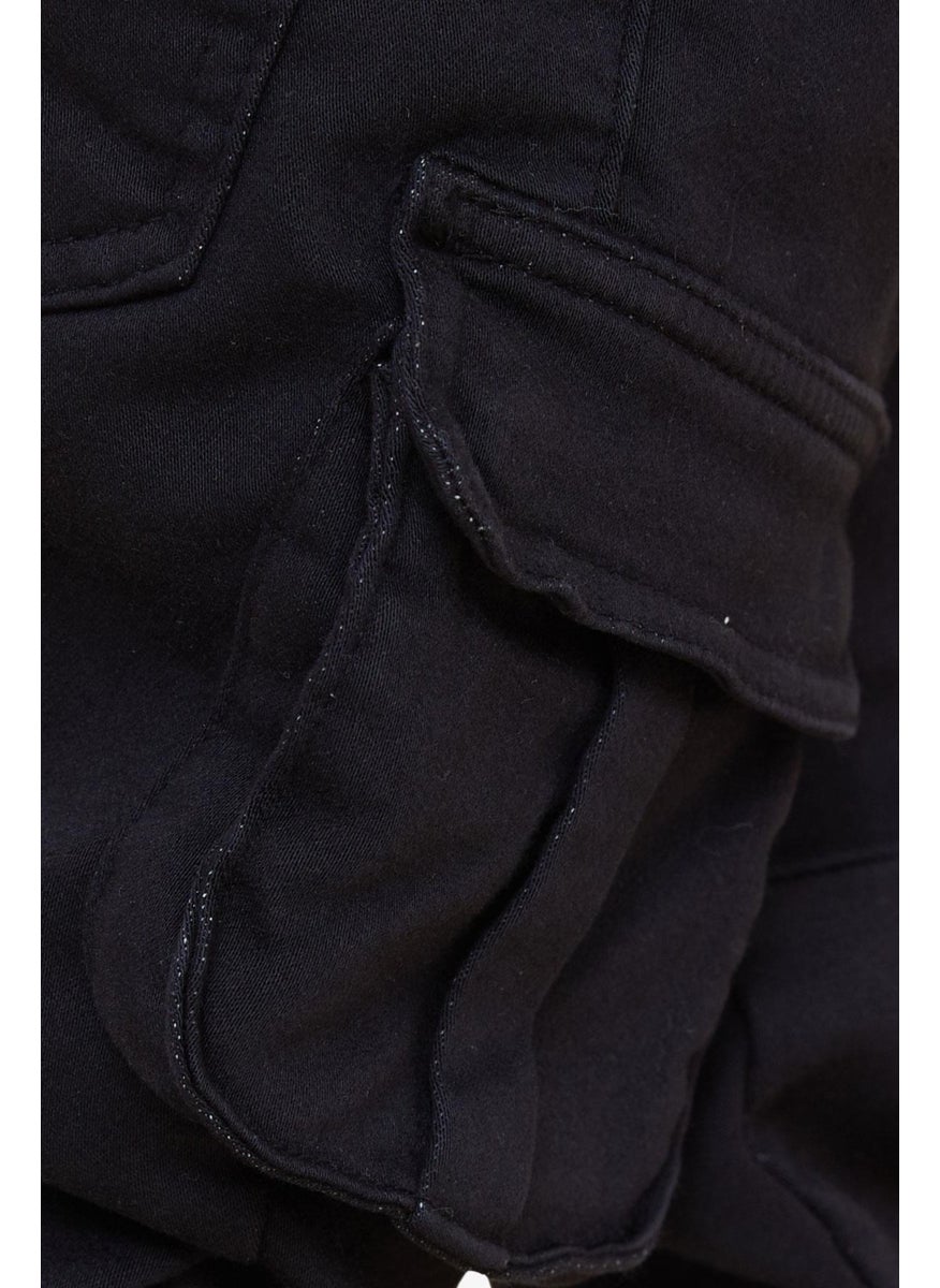 Girls & Boys Boy's Trousers with Cargo Pocket Elastic Waist 3-7 Years, Black