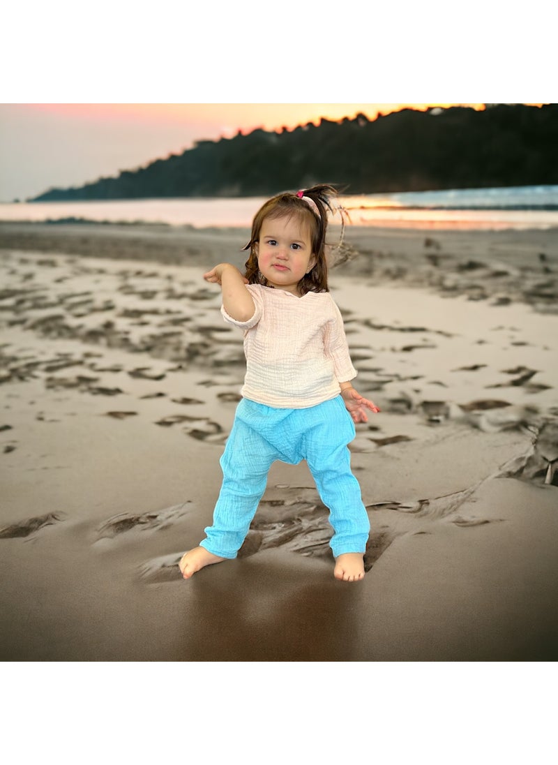 Double Layer Muslin, Kids Muslin Shalwar Pants, 100% Cotton, Elastic Waist