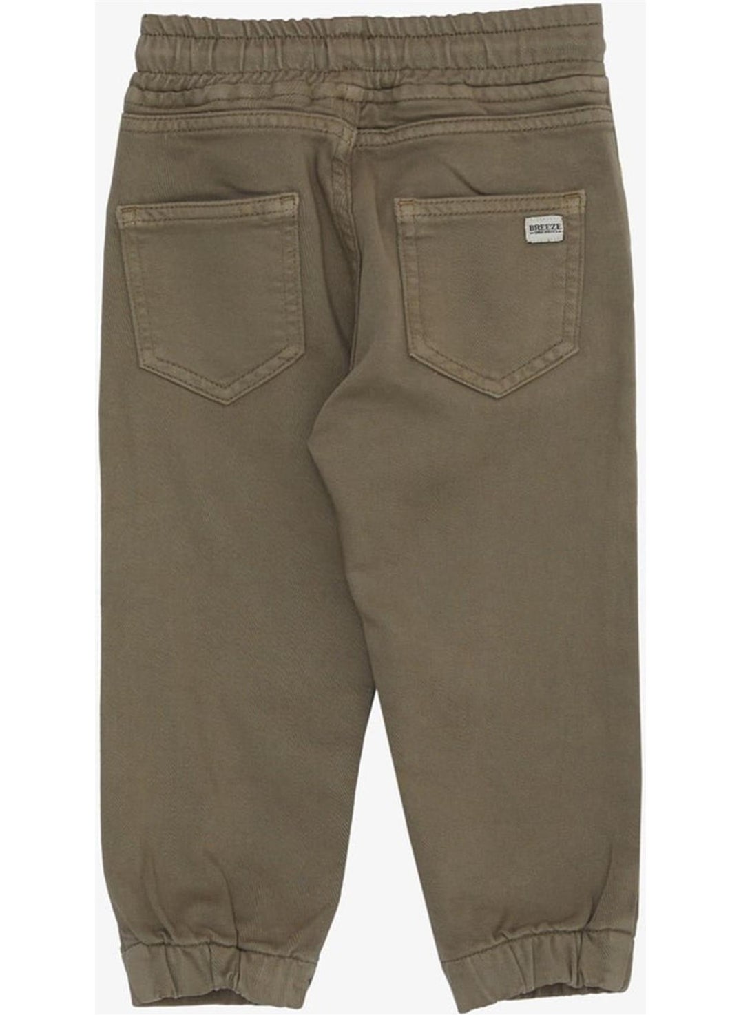 Boy's Trousers with Lace-up Elastic Waist Legs, 1.5-5 Years Old, Dark Khaki Green