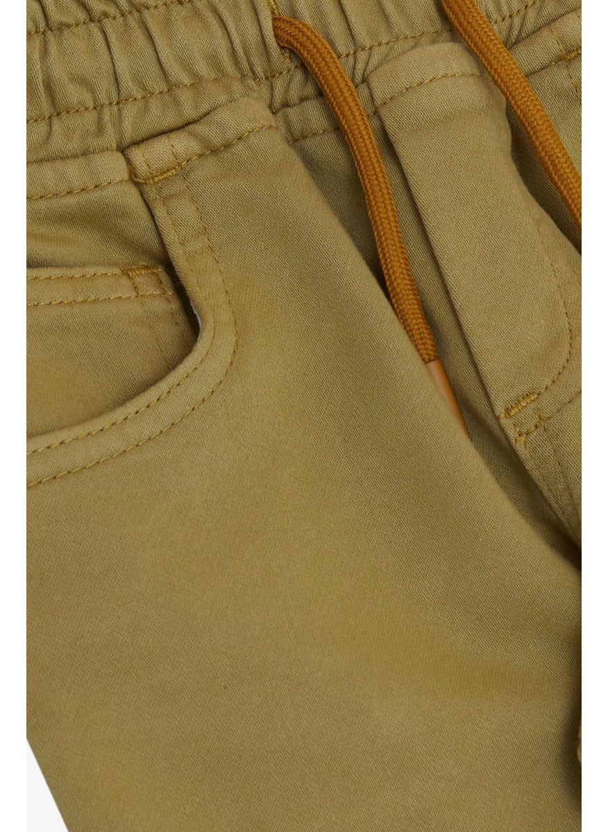 Breeze Boy's Trousers with Lace-Up Waist and Elastic Waist Legs, 1.5-5 Years Old, Khaki Green