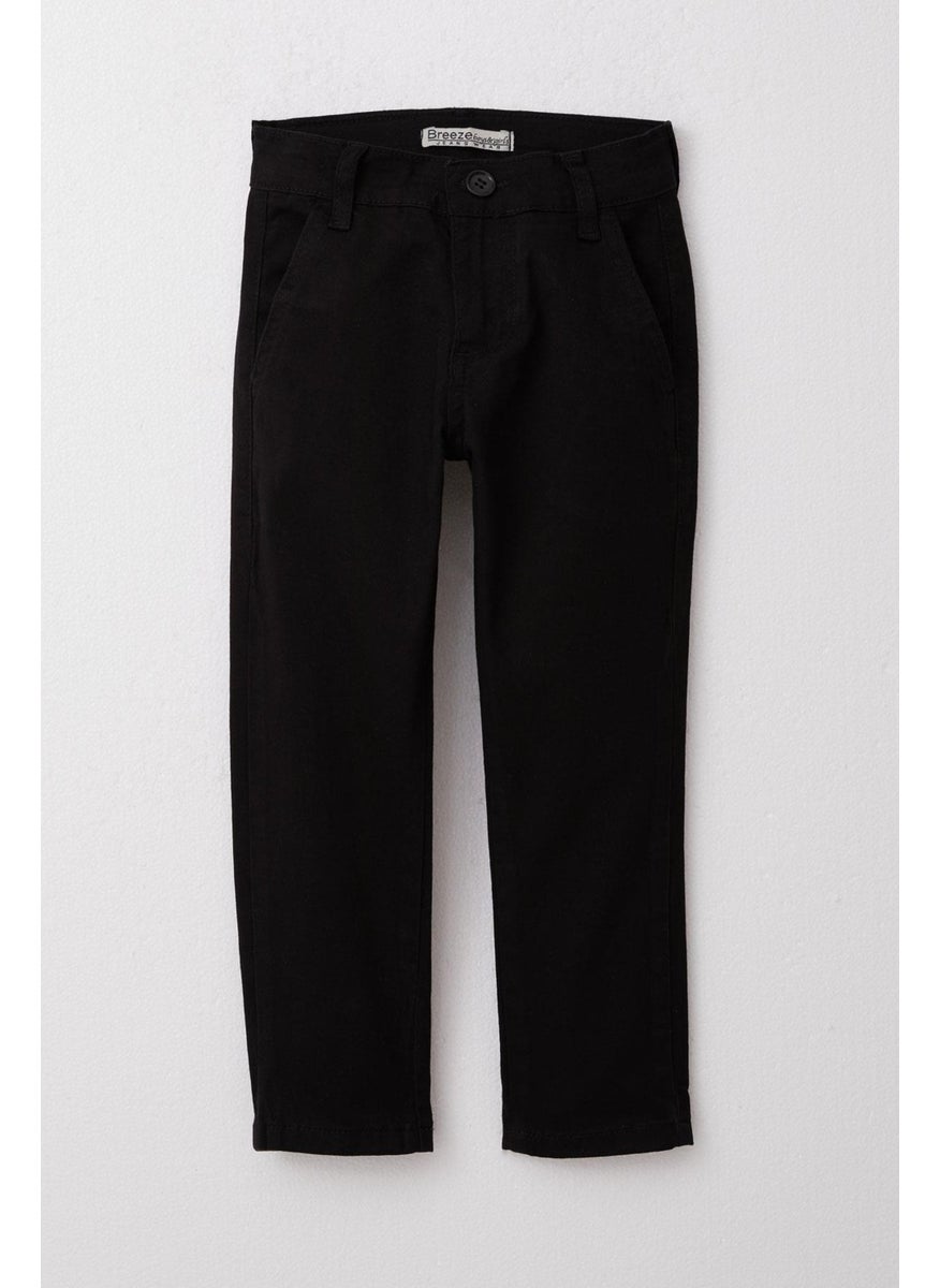 Boy Child Pants Gabardine Basic 3-7 Years, Black