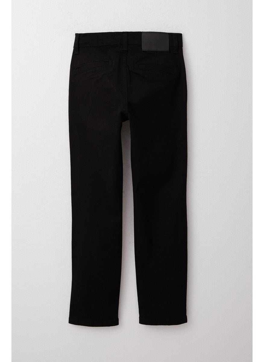 Boy Child Pants Gabardine Basic 8-14 Years, Black