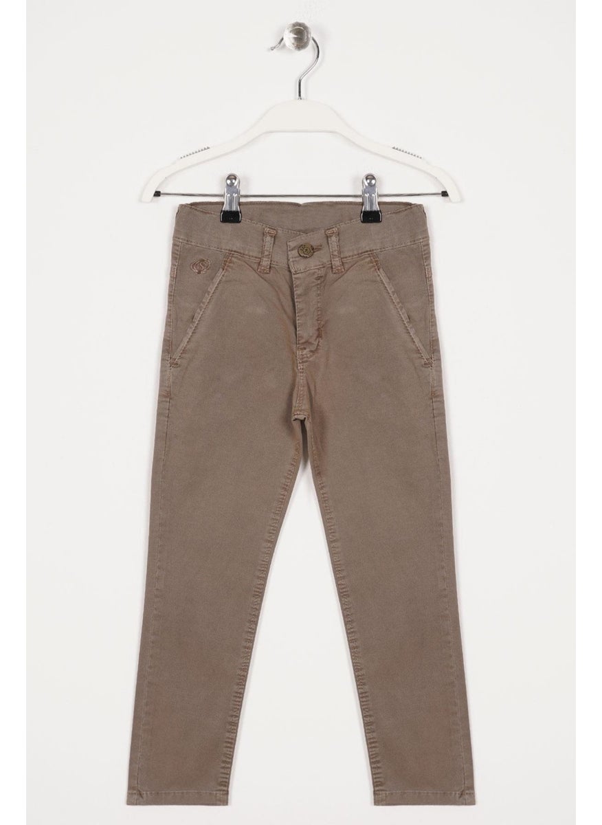 Back Pocket Earth Color Boy Gabardine Trousers