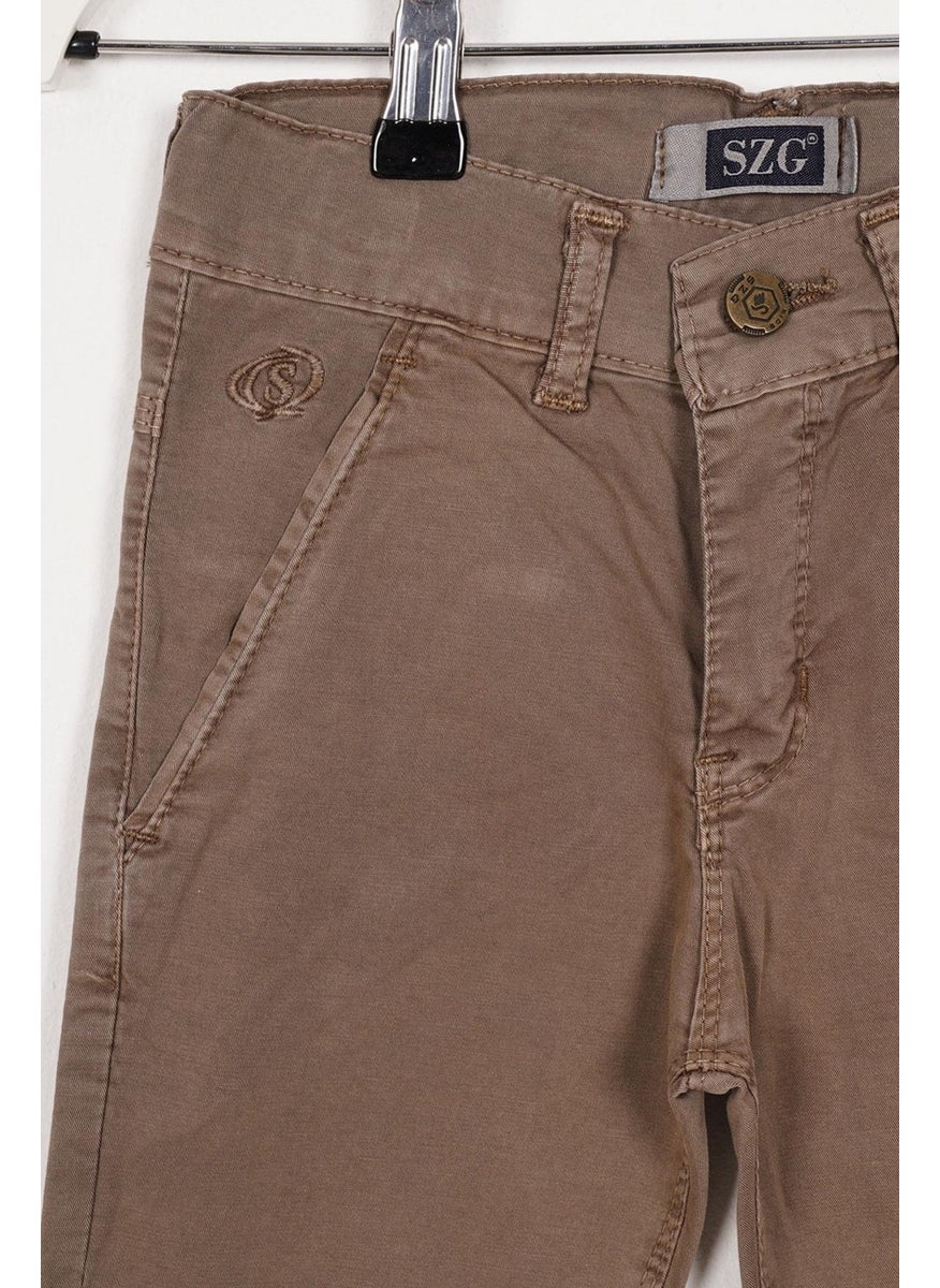 Back Pocket Earth Color Boy Gabardine Trousers