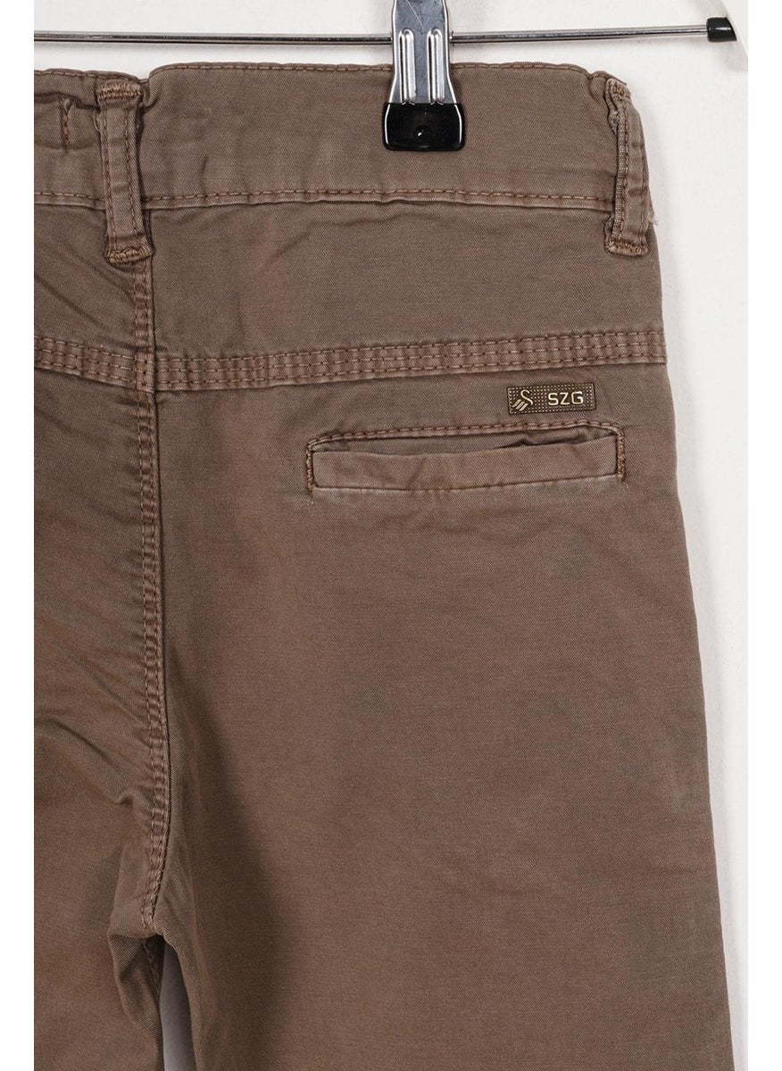 Back Pocket Earth Color Boy Gabardine Trousers