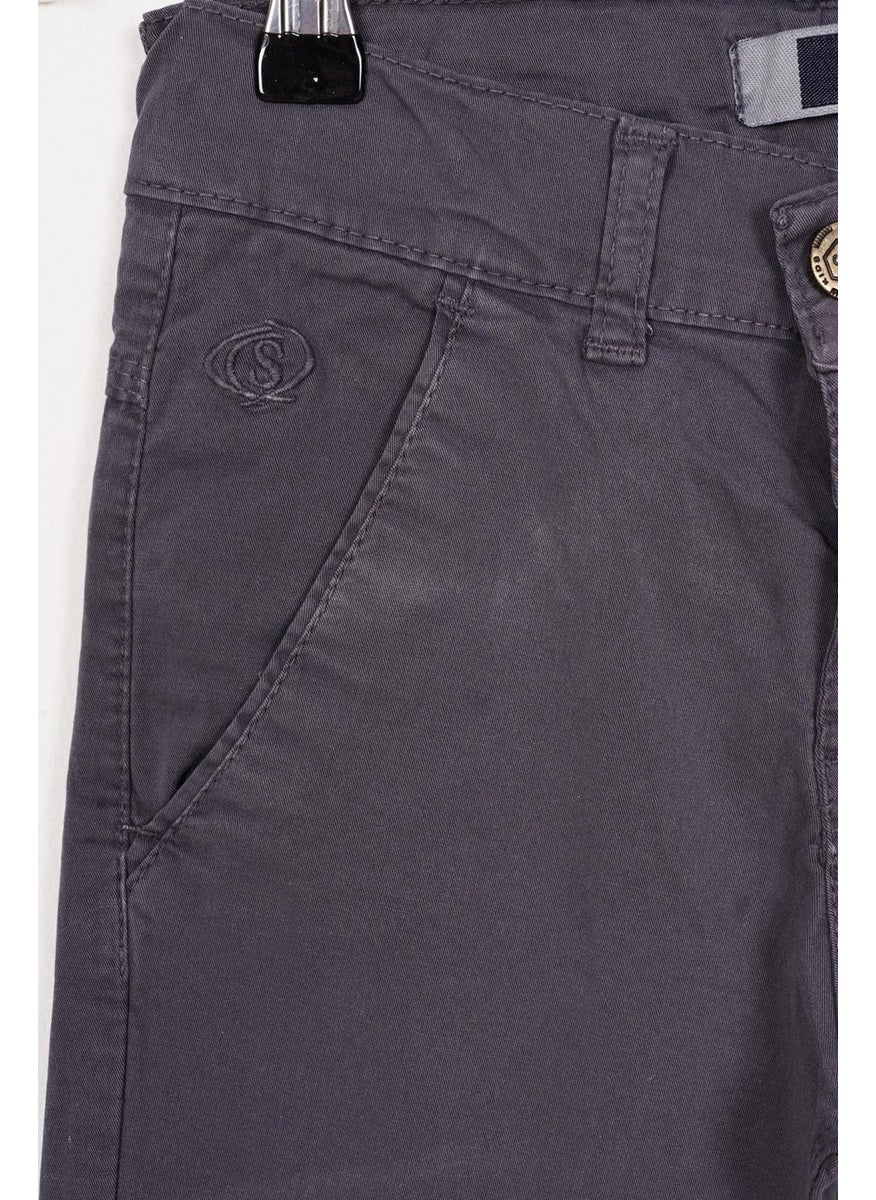 Back Pocket Smoke Colored Boy Gabardine Trousers
