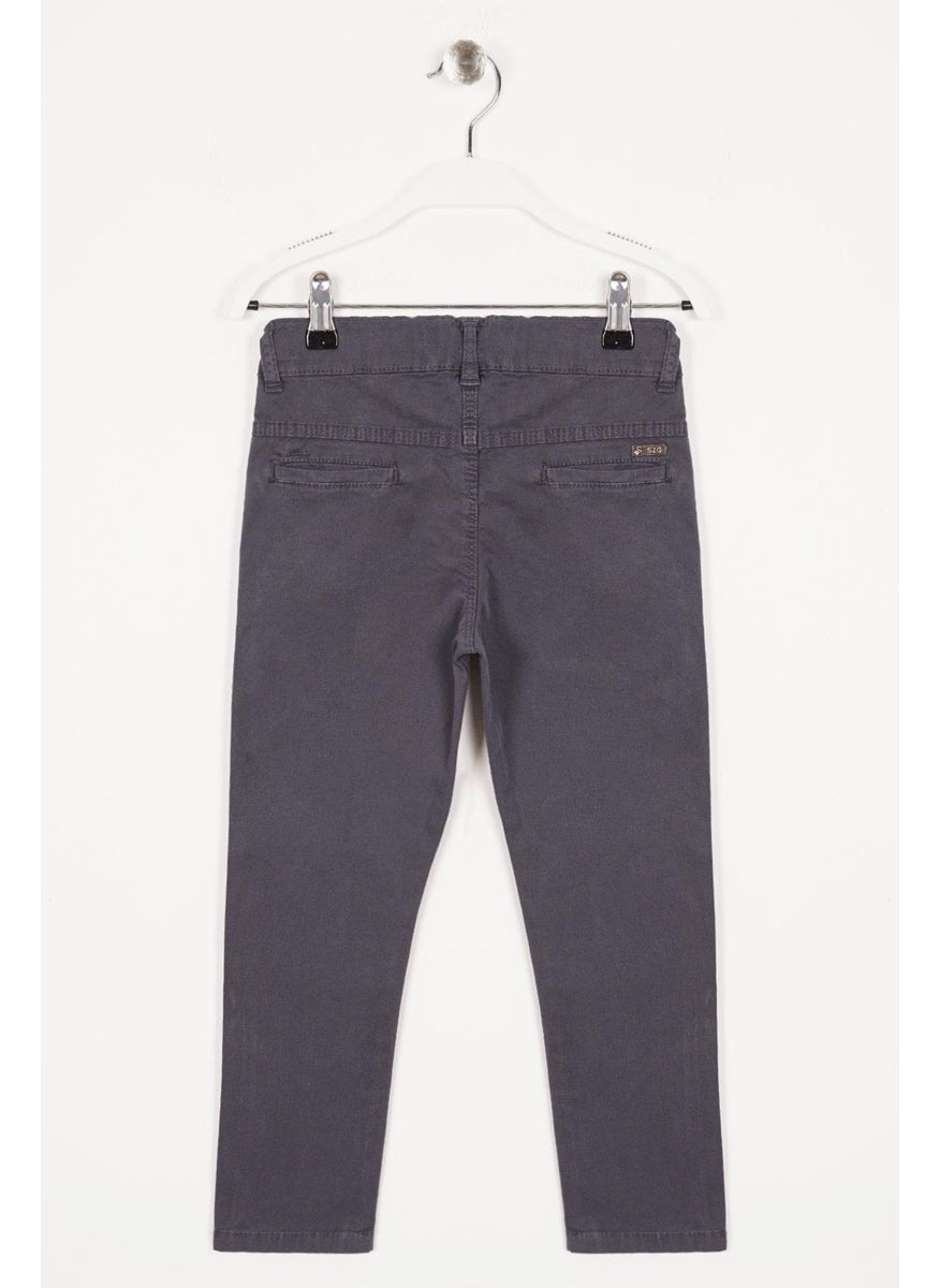 Back Pocket Smoke Colored Boy Gabardine Trousers