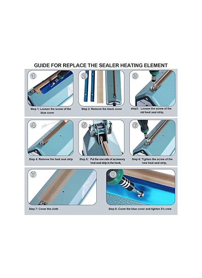 Impulse Heat Sealer Machine Spare Repair Parts 20 Cm, Heat Seal Strips Replacement Elements, Strips Accessories For Mylar Bag, Plastic Bags Etc.