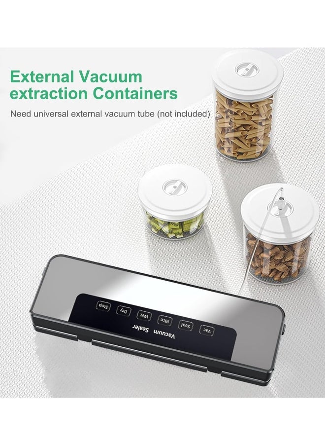 Vacuum Sealer, Food Vacuum Sealer Machine with 65 KPA Powerful Suction, 30MM Longer Seal Food Sealer for Dry and Moist Food Fresh Preservation with 10Pcs Vacuum Sealers Bags