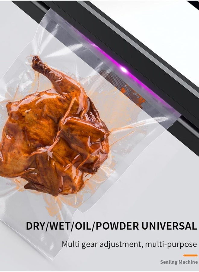 Vacuum Sealer, Food Vacuum Sealer Machine with 65 KPA Powerful Suction, 30MM Longer Seal Food Sealer for Dry and Moist Food Fresh Preservation with 10Pcs Vacuum Sealers Bags