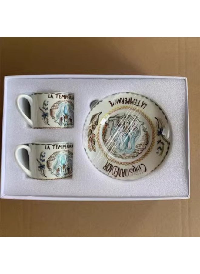 Elegant Bone China Coffee Cup Set for Afternoon Tea Creamy-white