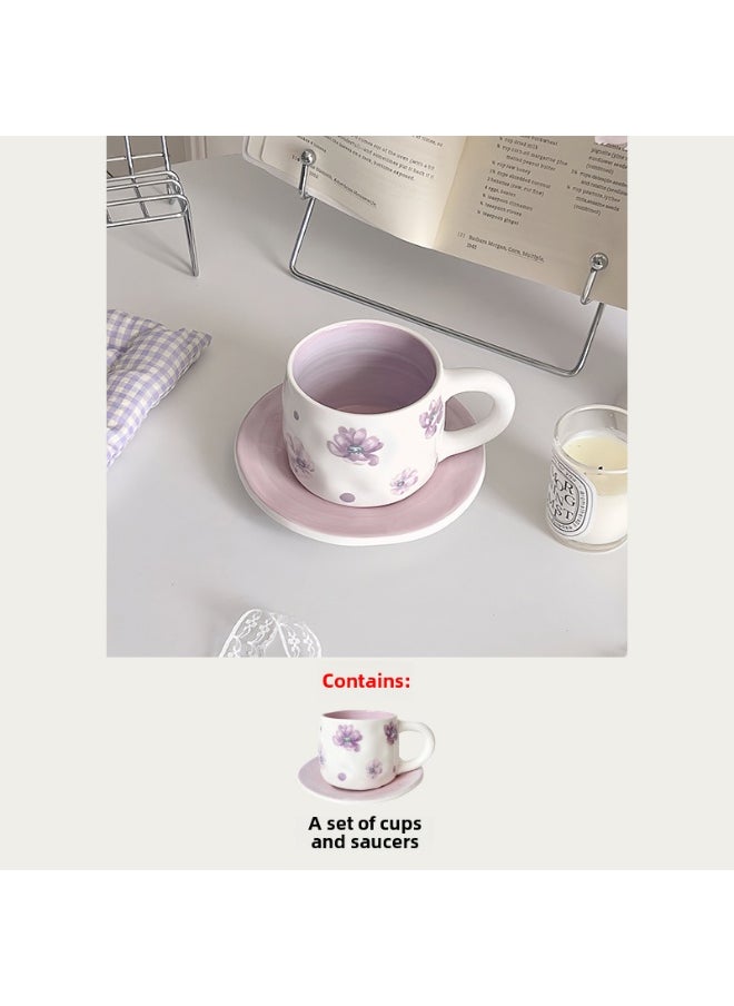 Elegant Hand-Painted Violet Ceramic Coffee Cup Set Violet (cup + dish)