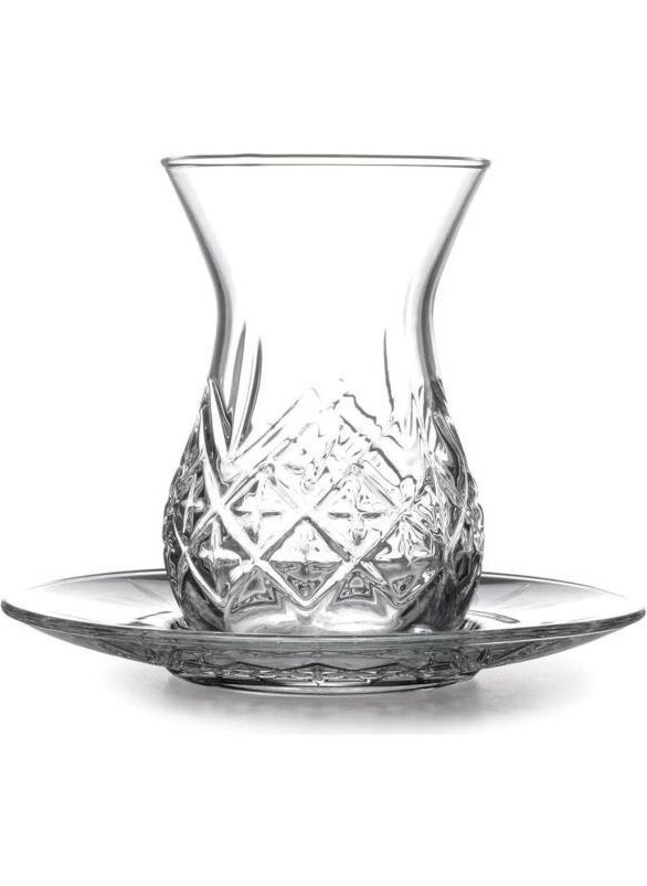 96992 Timeless Patterned 12 Piece Glass Tea Cup Set for 6 People