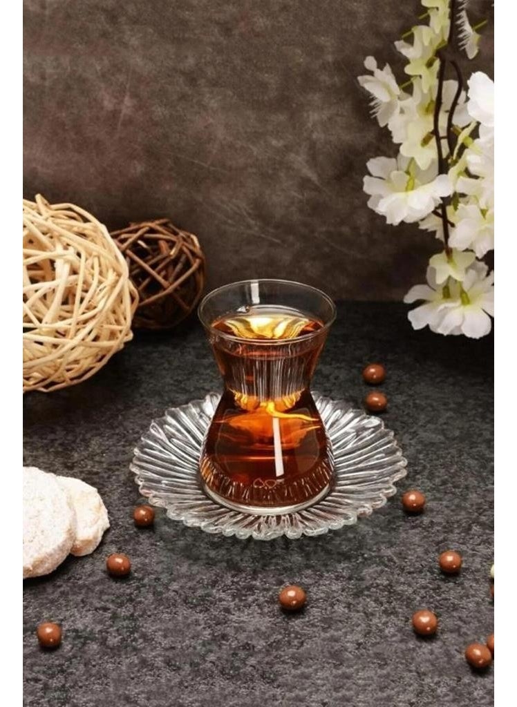 96621 Glass Aurora Waterfall 12 Piece 140CC Tea Cup Set for 6 People