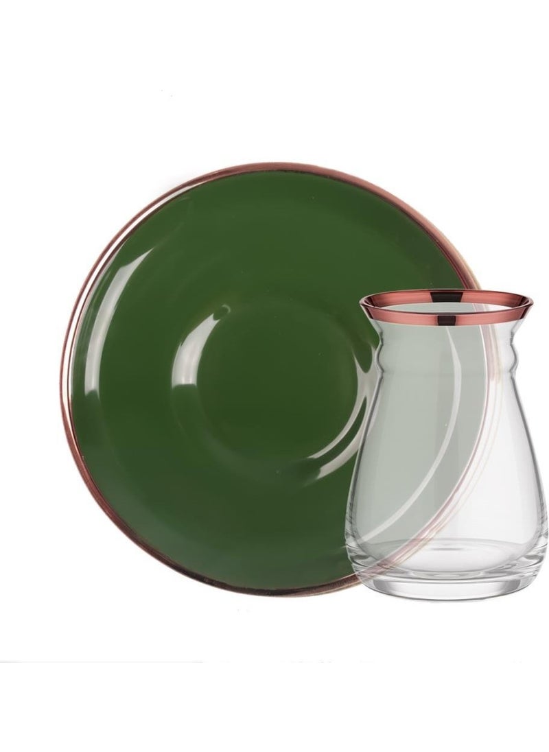 Solid Green Rose Gold Single Tea Set