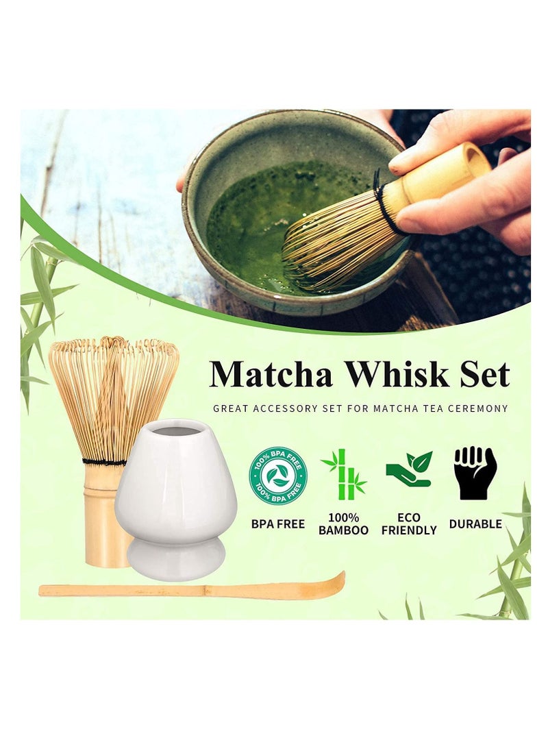 Japanese Tea Set, Traditional Matcha Tool Ceremony Accessories, Blender, Spoon (3 Piece White)