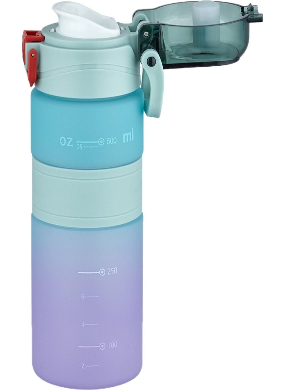 Double Color 600 ml Non-Slip Silicone Body Comfortable Drinking Motivational Water Flask without Straw