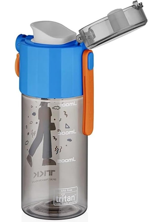 Tkk T-1013 500ML Comfortable Drinking Tritan Flask with Locking Lid and Strawless Straw with Strainer (Blue)