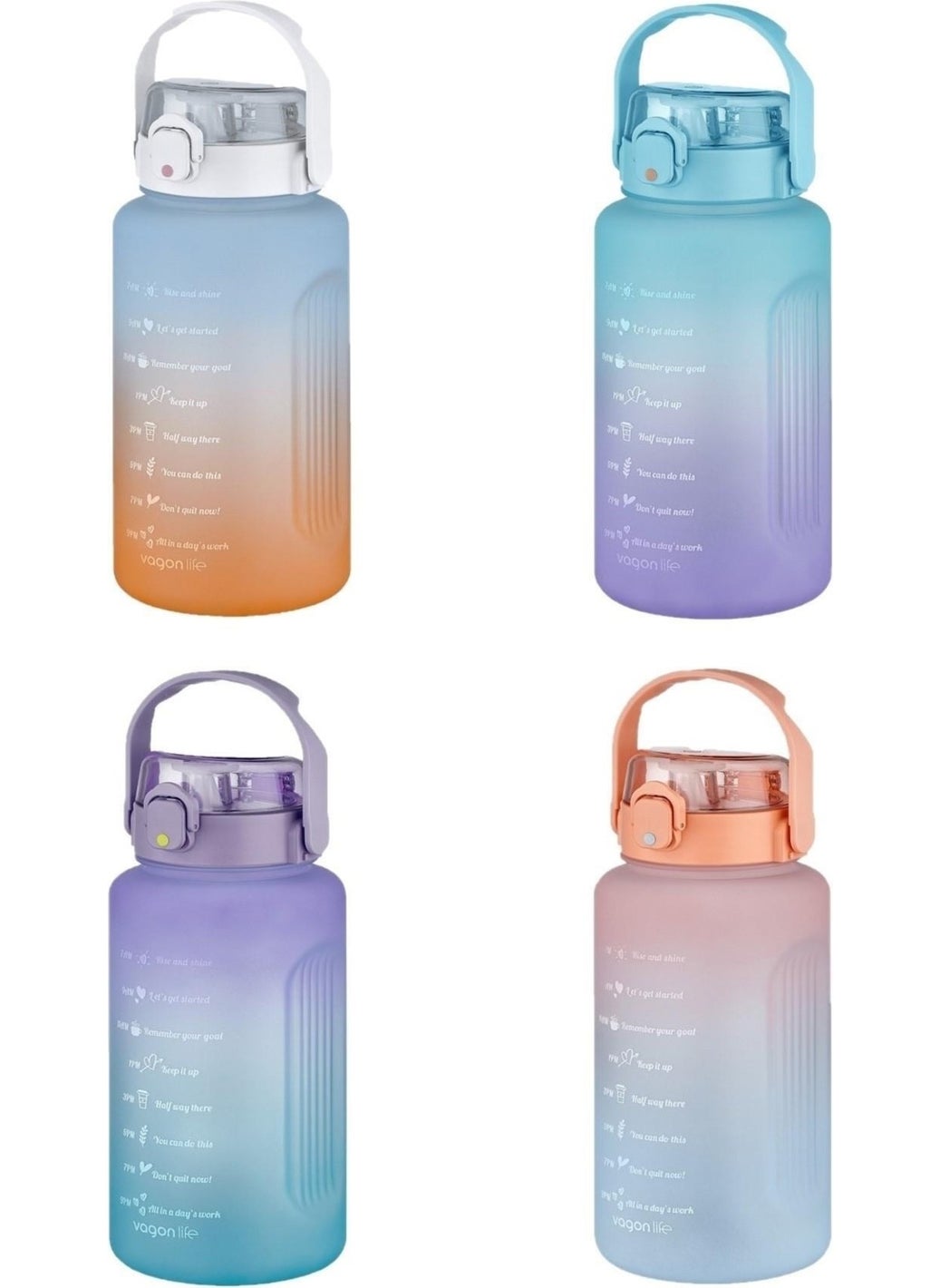 Large Size 2000ML 2liters With/Without Straw Use Dual Color Softtouch Motivation Flask