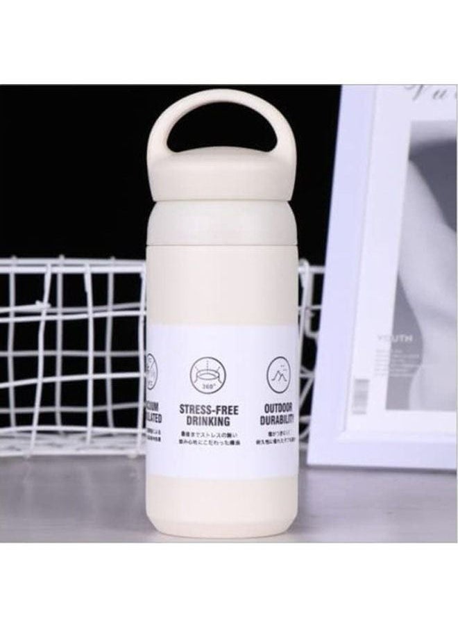 Double Wall Vacuum Stainless Steel Thermal Travel Tumbler, Coffee Mug, Water Bottle With Handle White 350ml