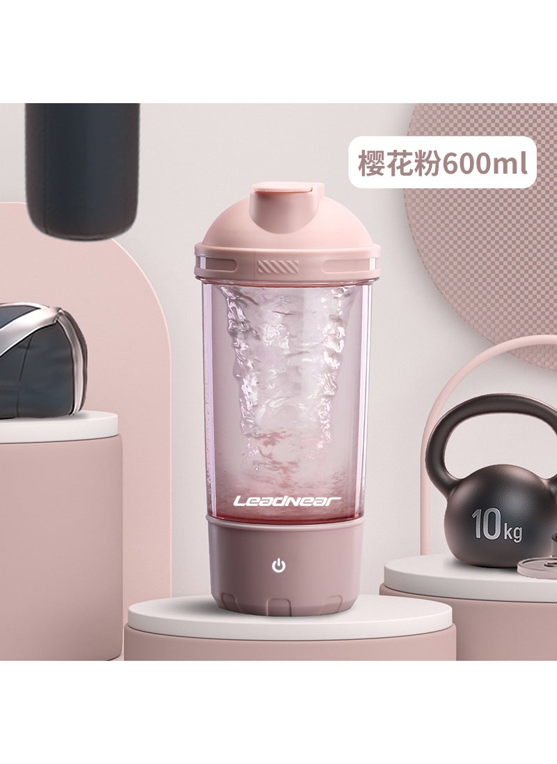 Large Capacity Fitness Protein Powder Shaker Cup Automatic Mixer Cup Charging Version Sports Water Cup For Meal Replacement Pink