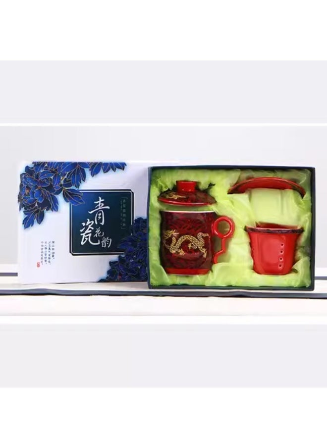 Ceramic Tea Cup Four-Piece Set Boutique gift box selection (cup style notes)