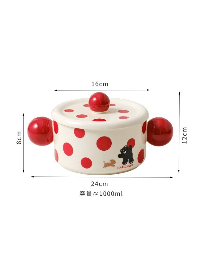 Ceramic Tall Mug Cartoon Cute Office Coffee Cup Couple Gift Round ball double ear soup pot