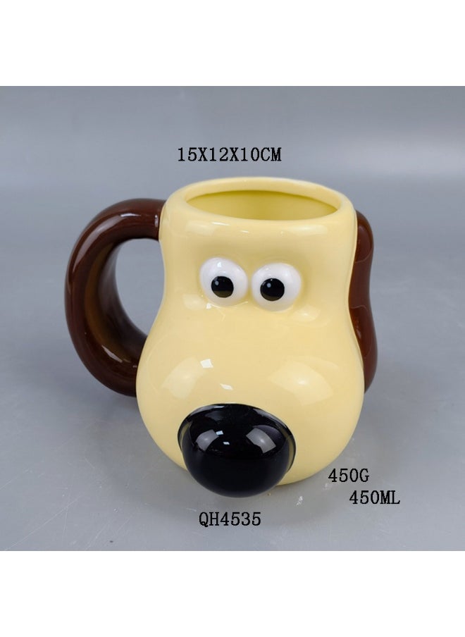 Chic Boss Dog Ceramic Mug Large Capacity Cartoon Cup Handdog Mug