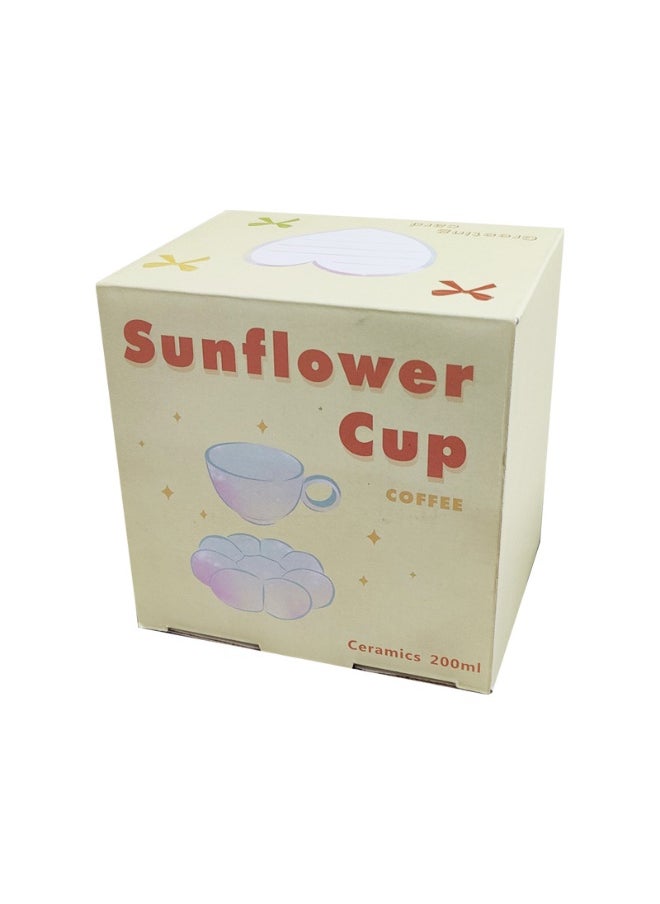 Nordic Style Sunflower Ceramic Cup and Saucer Set Color box style