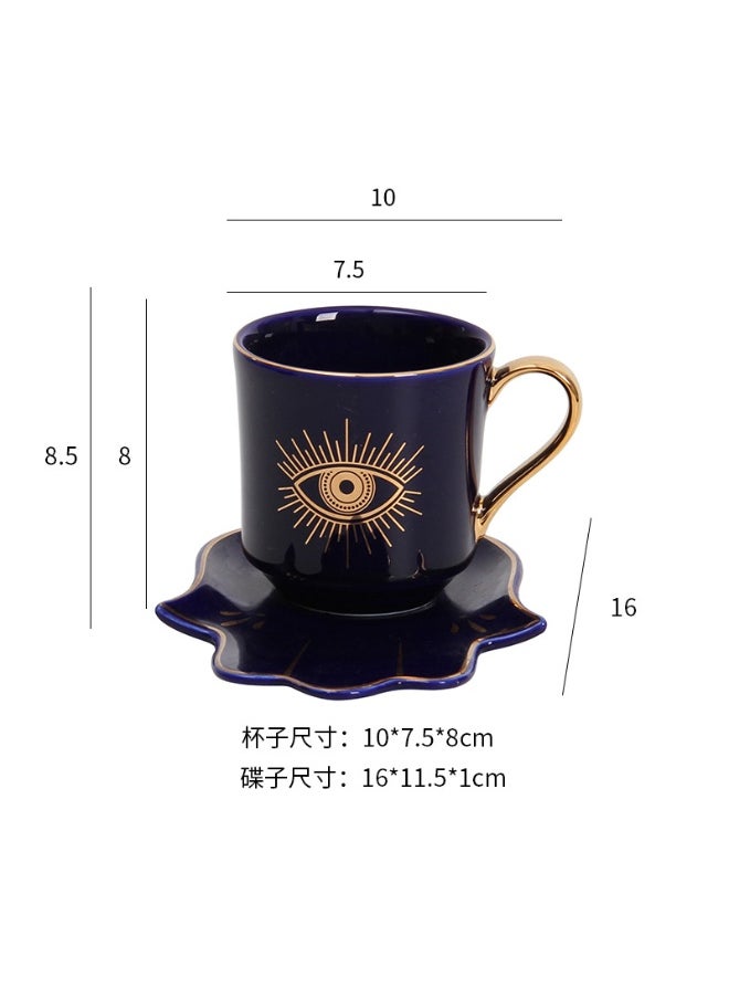 Turkish INS Style Ceramic Cup Set for Afternoon Tea Eye A blue (Palm dish)