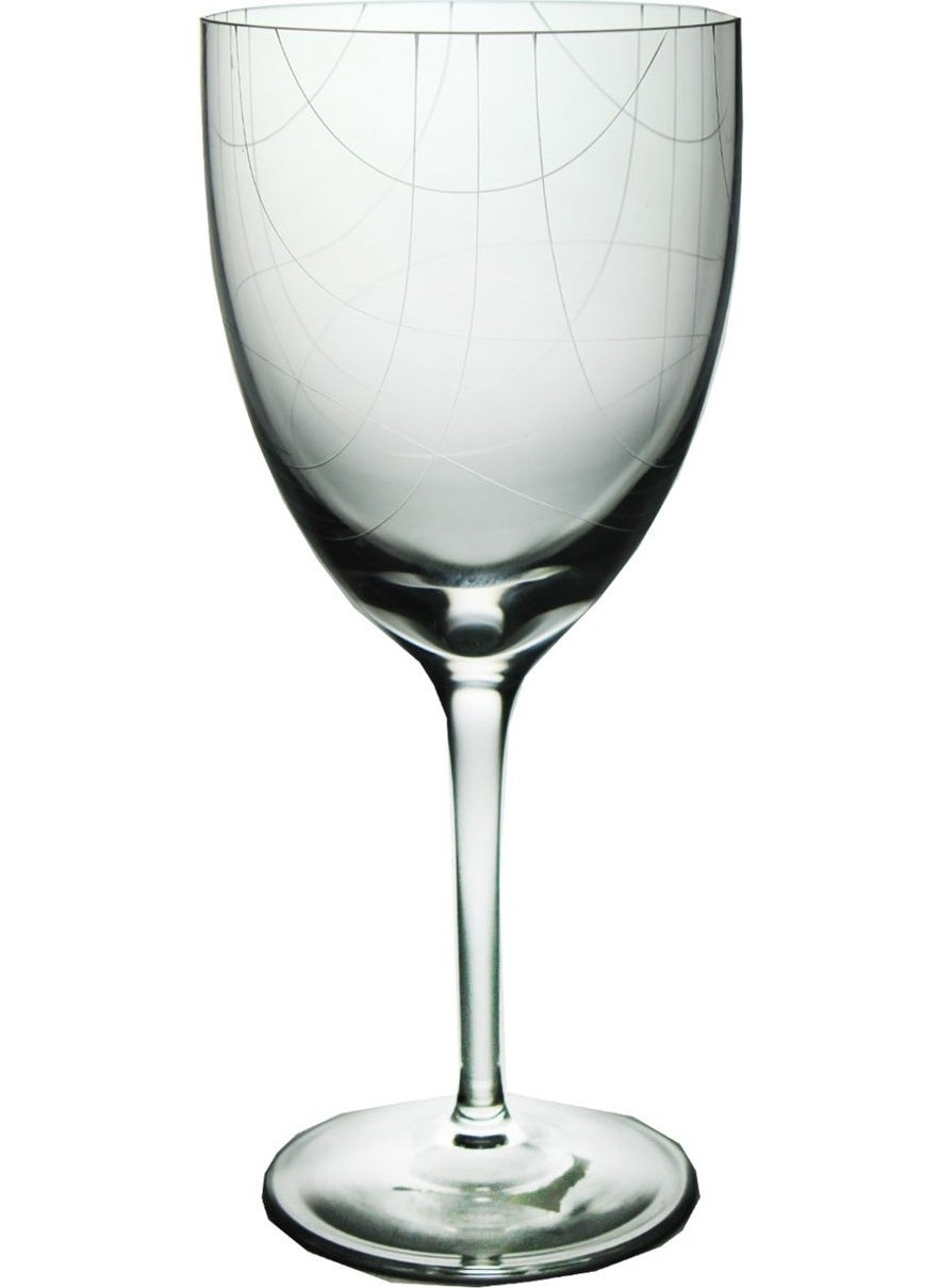 Hand Made Line Pattern Crystal Wine Glass 1 Piece 11883 Transparent
